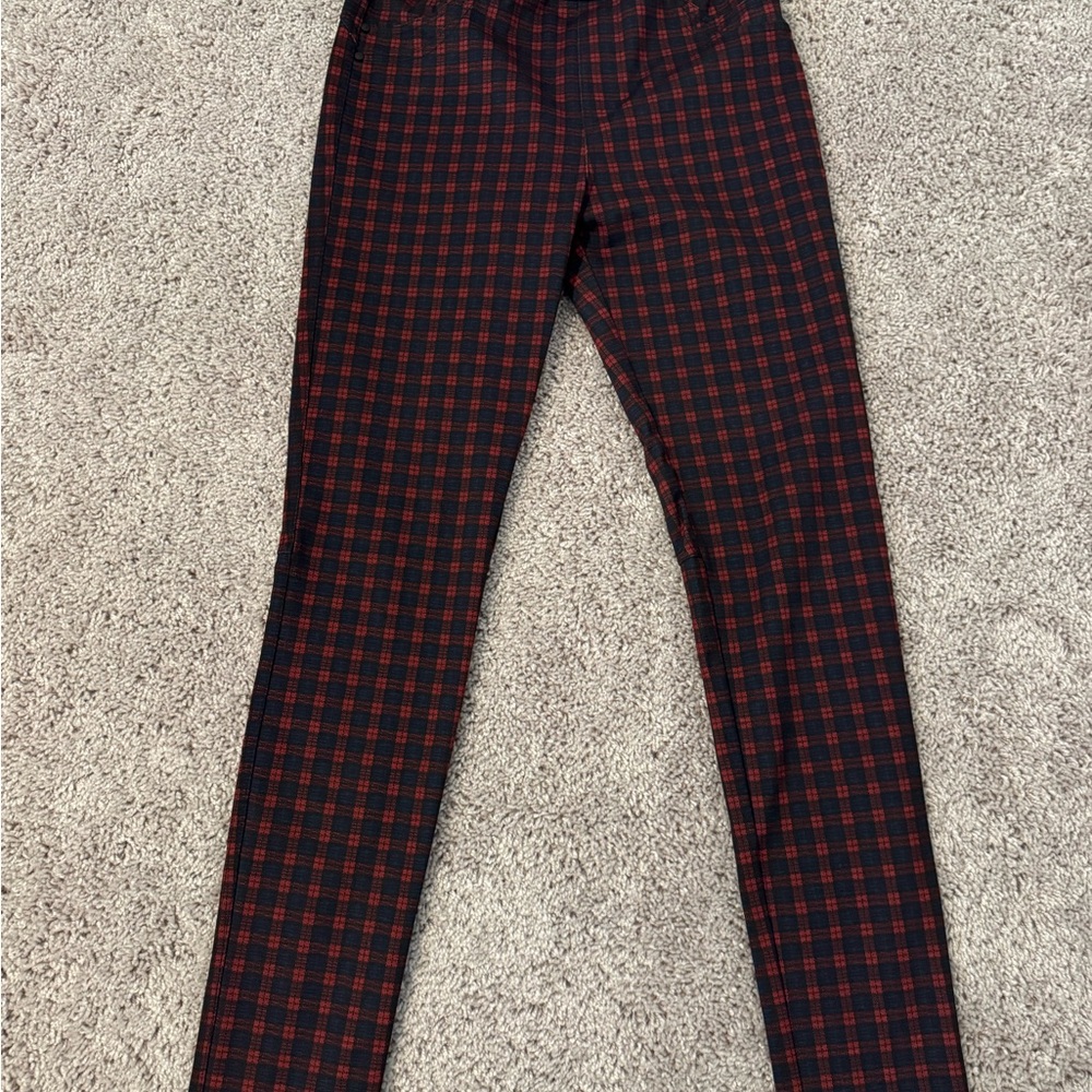 Anthropologie Red and Black Checkered Pants